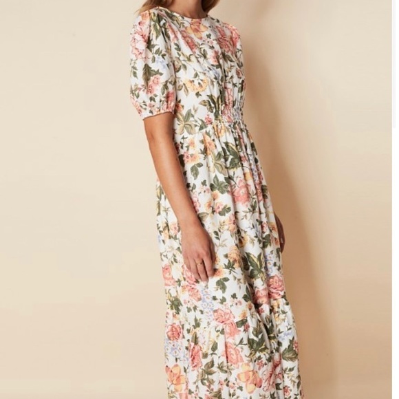 Faithfull the Brand Il Riso Midi linen Dress Teatro Floral NWT - Picture 3 of 10